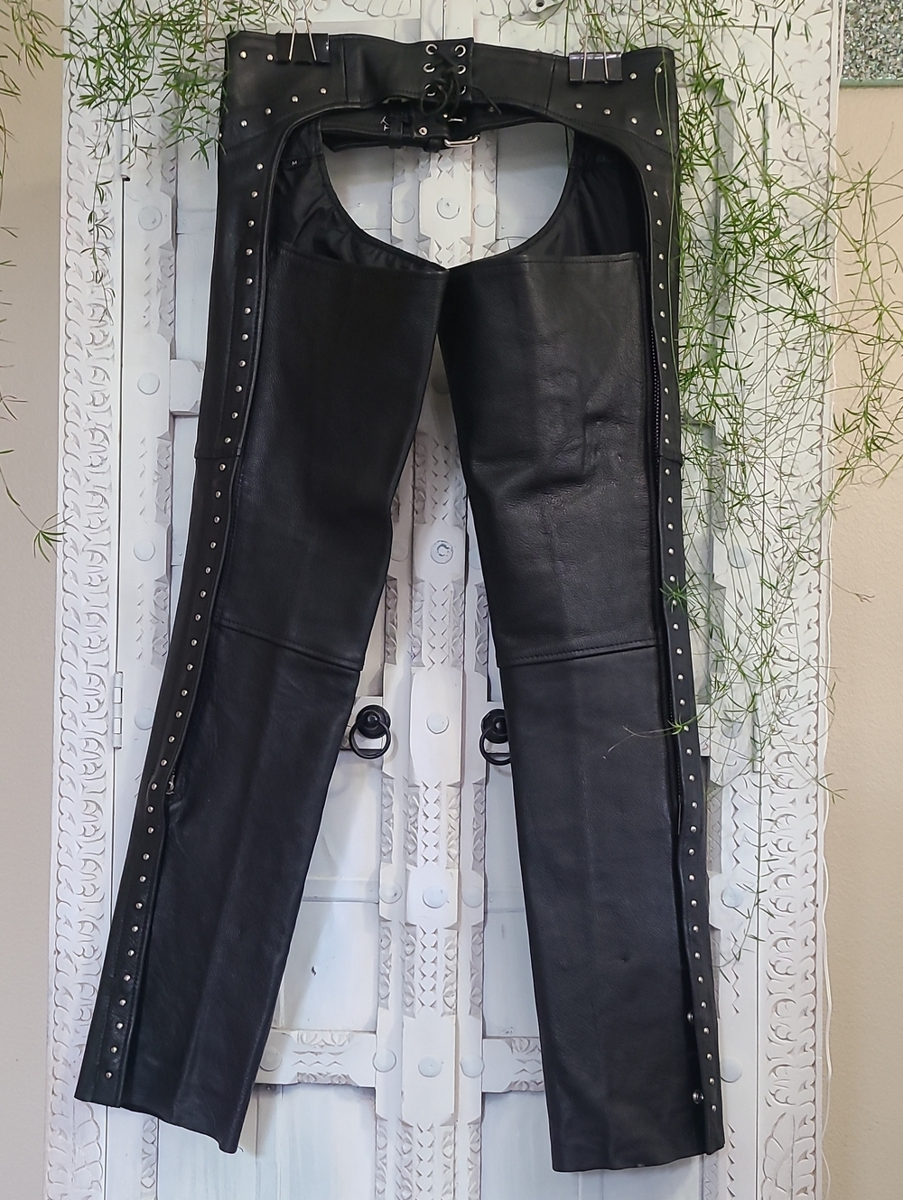 Unik Black Leather Chaps with Stud Embelishments 32" Inseam